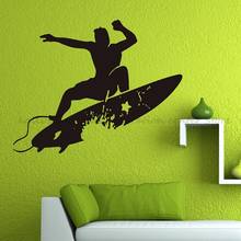 Surfer доска для серфинга Экстремальные виды спорта виниловая наклейка на стену доска для серфинга хобби домашний декор подвижные обои росписи 2CL29 2024 - купить недорого