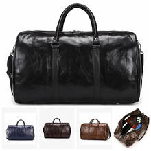 Male Leather Travel Bag Large Duffle Independent Shoes Storage Big Fitness Bags Handbag Bag Luggage Shoulder Bag Black 2024 - buy cheap