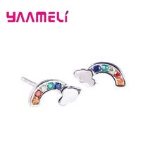 925 Sterling Silver Cute Colorful Crystal Statement Stud Earrings For Women Girls Party Valentines Day Gift Wholesale 2024 - buy cheap