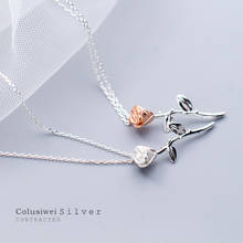 Colusiwei-collar con colgante de flor rosa para mujer, de Plata de Ley 925, diseño de moda, deconstrucción, accesorios de joyería para fiesta 2024 - compra barato