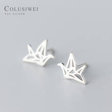 Colusiwei Genuine 100% 925 Sterling Silver Animal Cute Paper crane Stud Earrings for Women Sterling Silver Jewelry Girls Gift 2024 - buy cheap