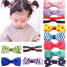 10pcs/lot 5.5*2.5 CM Fashion Dots Grosgrain Ribbon Bows Toddler Bangs Hairpins Colorful Striped Bowknot Hair Clips Holiday Gifts 2024 - buy cheap