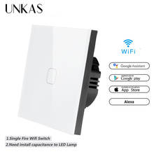 Unkas-interruptor elétrico, padrão ue, google home, controle por voz alexa, wi-fi, para parede, 1 / 2 gang, tuya, smart life, ewelink
