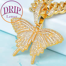 Drip Letter Animal Butterfly Pendant Gold Color Zircon for Men Hip Hop Necklace Fashion Jewelry 2022 Trend 2024 - buy cheap