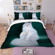 White Cat Bedding Set Cute 3D Animal Duvet Cover Twin Full Queen King Size bedlinen Home Textiles dropshipping 2024 - buy cheap