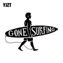 YJZT 16.7CM*12.2CM Surfing Guy Surf Beach Surfer Fashion Stickers Decals Car Accessories Vinyl Black/Silver C31-0100 2024 - buy cheap