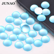 JUNAO 10mm Aqua Blue Crystal Rhinestone Applique Flatback Acrylic Gems Half Round Beads Decoration Strass DIY Crystal Stickers 2024 - buy cheap