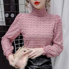 Women Blouse High Collar Long Sleeve Women's Autumn  Winter Wave Pattern Top Blusas Ropa De Mujer 2024 - buy cheap