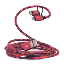 CACOY 6.6Ft/2M Type C/Micro USB 2 in 1 Cable Aluminum Shell Nylon Braided Cord for Micro USB and Type C Devices (Black&Red) 2024 - buy cheap