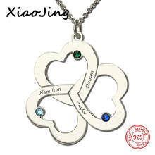 XiaoJing Стерлинговое Серебро 925 пробы, тройное имя сердца, персонализированное ожерелье с подвеской на заказ для женщин, подарок на день рождения, бесплатная доставка 2024 - купить недорого