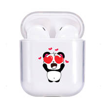 Acessório para fones de ouvido airpods, capa fofa de panda para fones de ouvido de silicone macio, transparente de luxo, 2 2024 - compre barato