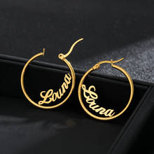 Pendientes de aro con nombre personalizado para mujer, A-Z con letras personalizadas, nombre de 70mm, grandes y redondos, joyería de moda, Bisutería 2024 - compra barato