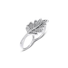 Oak Leaf Double Ring Original 925 Sterling Silver Rings for Women Engagement Wedding Statement Jewelry Anillos Wholesale 2024 - buy cheap