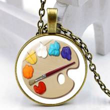 2020 New Fashion Palette Photo Cabochon Glass Painter Fashion Chain Pendant Necklace Handmade Jewelry Accessory Gift 2024 - buy cheap