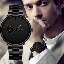 Men Watch Black Stainless Steel Minimalism Analog Quartz Wrist Watches Luxury Business Wristwatch Mens Clock Relogio Masculino 2024 - buy cheap