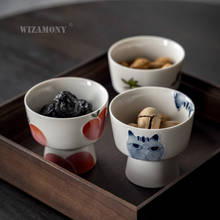 WIZAMONY Jingdezhen hand-painted ceramic tea tray Japanese-style high-foot dried fruit inventory tea ceremony accessories plate 2024 - buy cheap