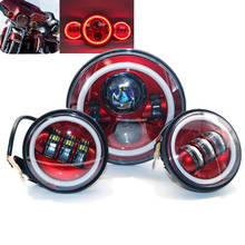 Red Halo 7 Inch LED Headlight 4 1/2"  4.5Inch Fog Light Passing Lamps Refit Motorcycle Accessories For Road King Touring 2024 - buy cheap