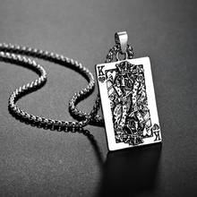 Mens Poker King Necklace Tone Skull Pendant for Male Casino Fortune Playing Cards for Party 2024 - buy cheap