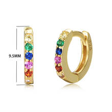 2019 New Colorful Zircon Rainbow 925 Sterling Silver Hoop Earrings For Women Female Contracted Fashion Ear Clip Brinco 2024 - buy cheap