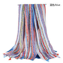 Bufanda de algodón con patrón de rayas, borla, 6 colores, 10 unids/lote, novedad de 2020 2024 - compra barato