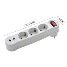 Porous Terminal Board 16A Conversion Plug Dual USB Ports 1 to 3 Way EU Standard Power Adapter Socket Strip 2024 - buy cheap