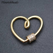 Heart Shape Clasps Supplies DIY Zircon Beads Lobster Spring Fastener Screw Clasps Accessories for Jewelry Making Components 2024 - buy cheap