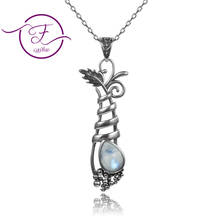 Women's Jewelry 100% Sterling Silver 925 Pendant Necklace Customized Pansy Grape Plant Shape Pear Shaped Natural Moonstone Long 2024 - buy cheap