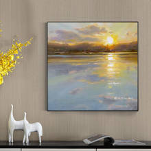 Lienzo de paisaje abstracto moderno, imágenes hechas a mano, carteles y puesta de sol para sala de estar, decoración del hogar, arte de pared sin marco 2024 - compra barato