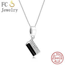 FC Jewelry 925 Sterling Silver Black Enamel Clear Cubic Zirconia Stone Hangbag Pendant Necklace Women Female Choker Trinket 2018 2024 - buy cheap