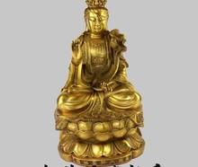 10" China Tibet Bronze Lotus Guanyin Kwan-yin Bodhisattva Sit Brass Statue 2024 - buy cheap