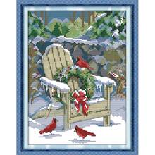 Joy Sunday Handmade Cross Stitch Kit Christmas Snow DMC 14CT Canvas Print Cross Stitch Set Christmas Home Decoration Send Gift 2024 - buy cheap