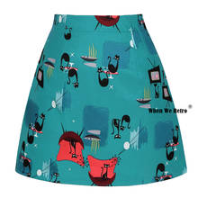 Y2K Women Animal Cats Print Cotton Sexy Party Skirt SS0008 Blue Green Vintage Retro Punk Goth Mini Short Skirt 2024 - buy cheap