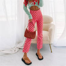 Chic Y2K Korean Style Sexy Plaid High Waisted Long Skinny Flared Pants Casual 2021 E Girl Aesthetic Trousers Pants 2024 - buy cheap