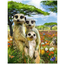 5D Diy Diamond Painting Needlework Full Round Africa Cute Meerkats Family Embroidery Cube Rhinestones Decoration MosaicZP-438 2024 - buy cheap