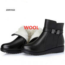 Zxryxgs-botas femininas de couro legítimo, oferta especial de botas, bota plana de lã, quente, confortável, antiderrapante, tamanho grande, calçados no tornozelo 2024 - compre barato