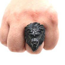 316L Stainless Steel Cool Classic Black Lion King Ring 2024 - buy cheap