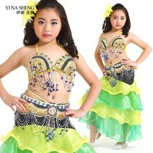 New Kids Belly Dance Costumes 2pcs Bra And Belt Girls Dance Performance Set Clothing Oriental Dance Bellydance Wear 2024 - buy cheap