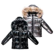 Детская зимняя одежда утепленная куртка-пуховик на 90% белом утином пуху для мальчиков черное пальто с капюшоном на молнии детская зимняя одежда теплая верхняя одежда, пуховая парка 2024 - купить недорого