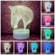 Фигурка животного с головой лошади, модель juguetes 3D иллюзия светодиодный настольный ночник светильник, красочный меняющий светильник, мигающие игрушки 2024 - купить недорого