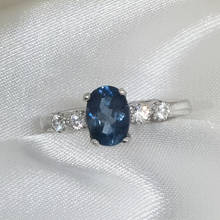 MeiBaPJ, 1 карат, искусственное серебро, инкрустированное натуральным лондонским голубым топазом, Открытое кольцо для женщин 2024 - купить недорого