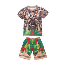 Moana-Camiseta de tatuaje de Maui para Cosplay, pantalones cortos para niños, vestido de Cosplay para fiesta de Halloween 2024 - compra barato