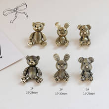 Pendientes coreanos de dibujos animados para mujer, aretes de tuerca para mujer, oso de peluche de conejo, joyería dorada antigua, accesorios de material, 6 uds. 2024 - compra barato