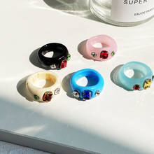 Anel de cristal de resina feminino, anel colorido de acrílico para mulheres, acessórios de festa, joias, anel da moda 2021 2024 - compre barato