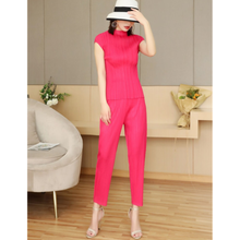 HOT SELLING  Fashion waistcoat suit short sleeve stand collar T-shirt +Straight pants two-piece IN STOCK 2024 - buy cheap