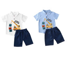 От 0 до 3 лет, Детские комплекты одежды для маленьких мальчиков, милая одежда, футболка с короткими рукавами и рисунком + штаны, одежда 2024 - купить недорого