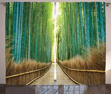 Bamboo Forest Curtains Panoramic View of Historic Landscape Nature Park in Japan Living Room Bedroom Window Curtain Brown 2024 - buy cheap