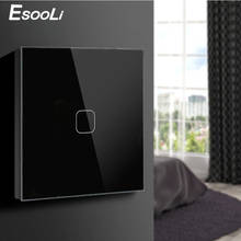 Esooli-Interruptor táctil de pared de 1 entrada y 1 vía, Panel de cristal blanco, estándar europeo/británico, interruptor impermeable de 220-250V 2024 - compra barato