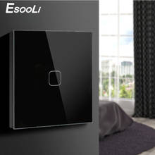 Esooli-interruptor de parede, 1 gang, padrão europeu/gb, 220-250v, à prova d'água, painel de vidro cristalino branco