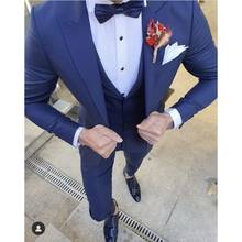 Custom Made New Royal Blue Men Suits 2020 Wedding Tuxedos Slim Fit Male Suits Prom PartyBest Man 3 Pieces (Jacket+Pants+Vest) 2024 - buy cheap