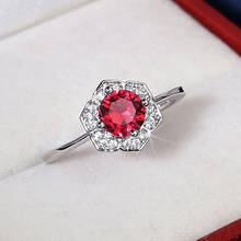 Fashion Female Wedding Ring Silver Color Flower Shaped AAA Red Zircon Ring for Women Promise Love Jewelry Girlfriend Gift 2024 - buy cheap